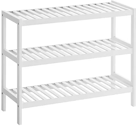 SONGMICS kenkähylly, 3 hyllyä - valkoinen bambu (70x26)